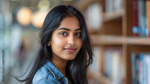 Portrait of an Indian female student in the library © ORG