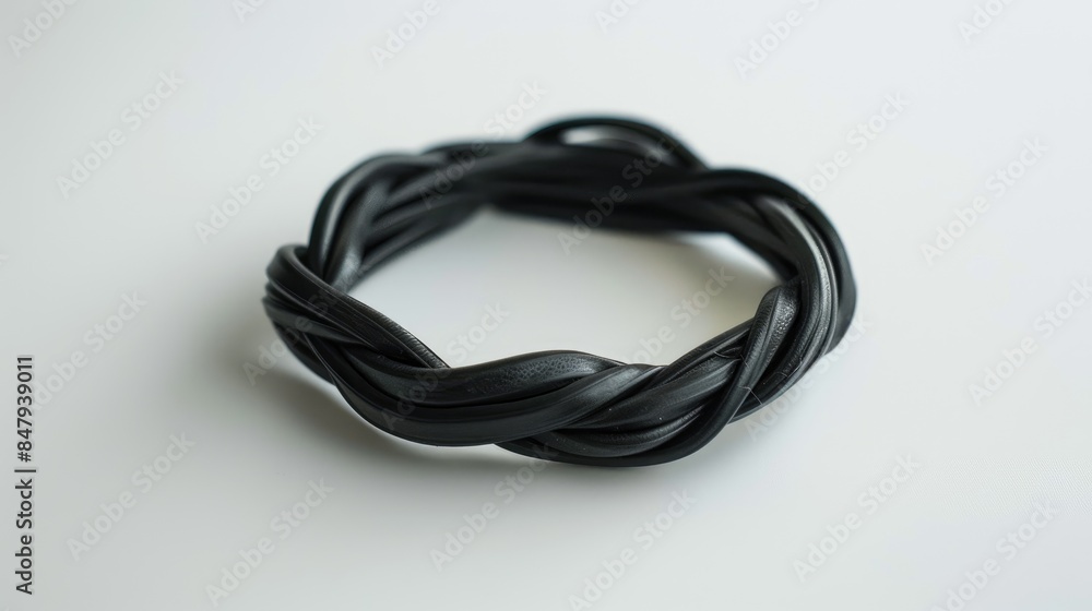 Textured black rubber band for styling hair bunches Textured black rubber band for styling hair bunches