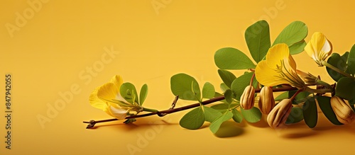 Peanut flower or Groundnut Arachis hypogaea. Creative banner. Copyspace image