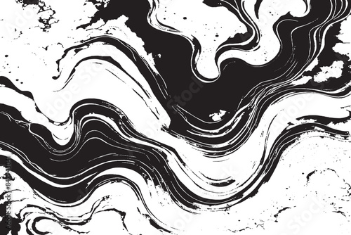 Dynamic White and Black Curved Shapes Abstract Digital Background