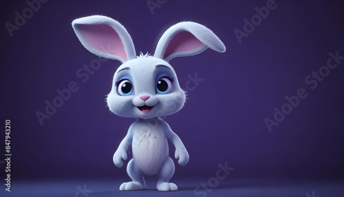 easter bunny rabbit isolated on purple backround, banner poster header design