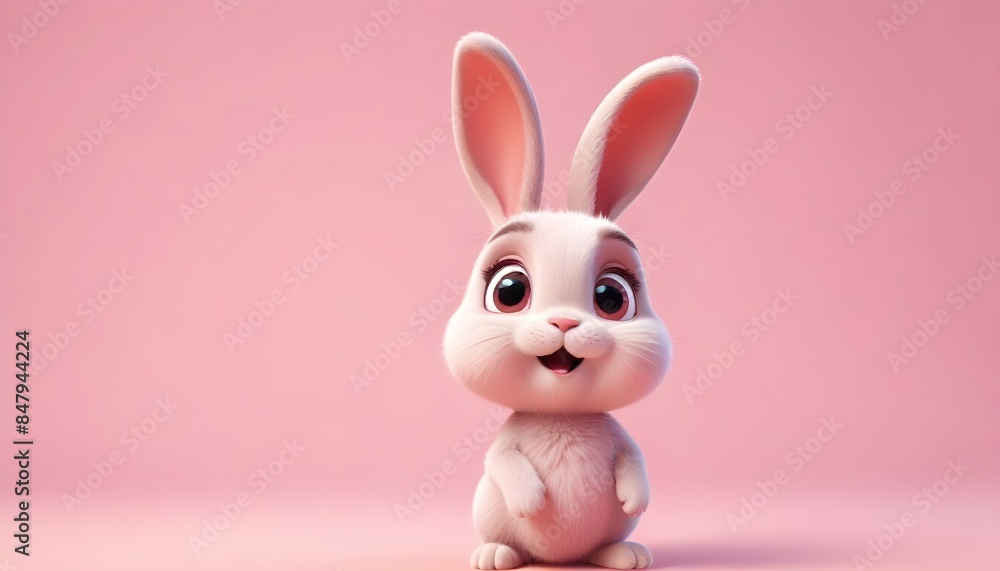 Fototapeta premium easter bunny rabbit isolated on pink backround, banner poster header design