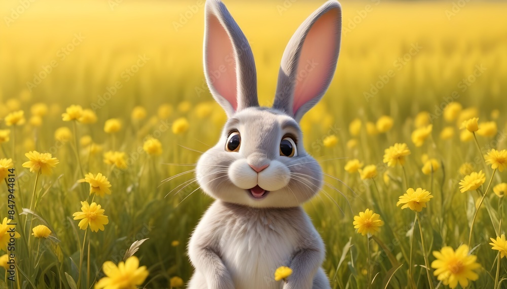 Fototapeta premium easter bunny rabbit isolated on gold backround, banner poster header design