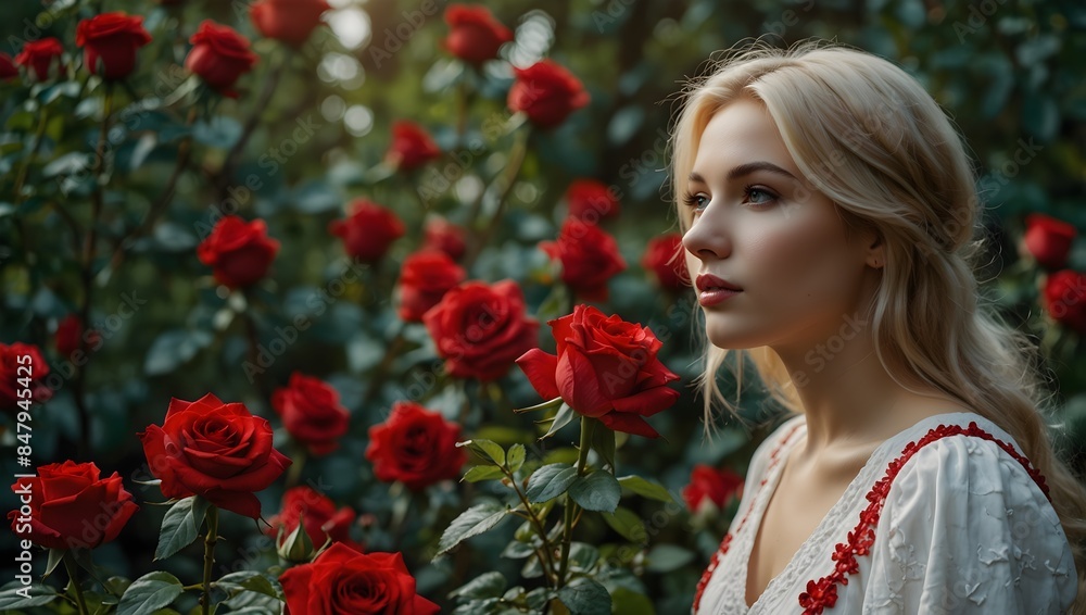 A magical garden where red roses bloom year-round, each possessing a unique ability or curse ai-generated A magical garden where red roses bloom year-round, each possessing a unique ability or curse ai-generated