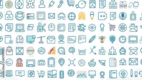 A Vibrant Collection of Thin Line Web Icons for Modern Design