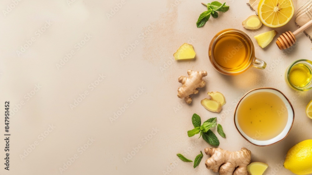 A Refreshing Cup of Ginger Tea With Lemon and Honey for a Cozy Afternoon A Refreshing Cup of Ginger Tea With Lemon and Honey for a Cozy Afternoon