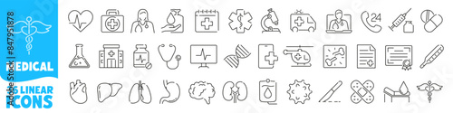 Medical icon. Medical icon set. Linear style.