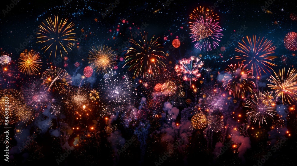 Fototapeta premium Colorful fireworks display in the night sky