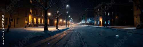 Night winter city bokeh, concept christmas snow holiday. © Plutmaverick