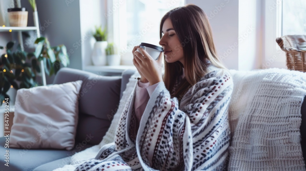 A Moment of Tranquility: Young Woman Reading on a Cozy Couch A Moment of Tranquility: Young Woman Reading on a Cozy Couch