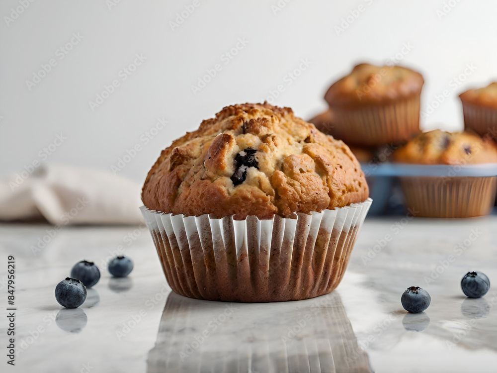 Tasty cranberry muffin isolated on a white background Ai generative. Tasty cranberry muffin isolated on a white background Ai generative.