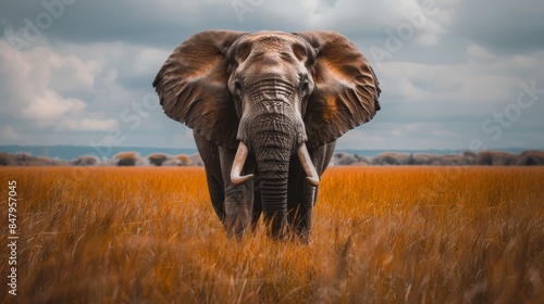 Big elephant on nature background