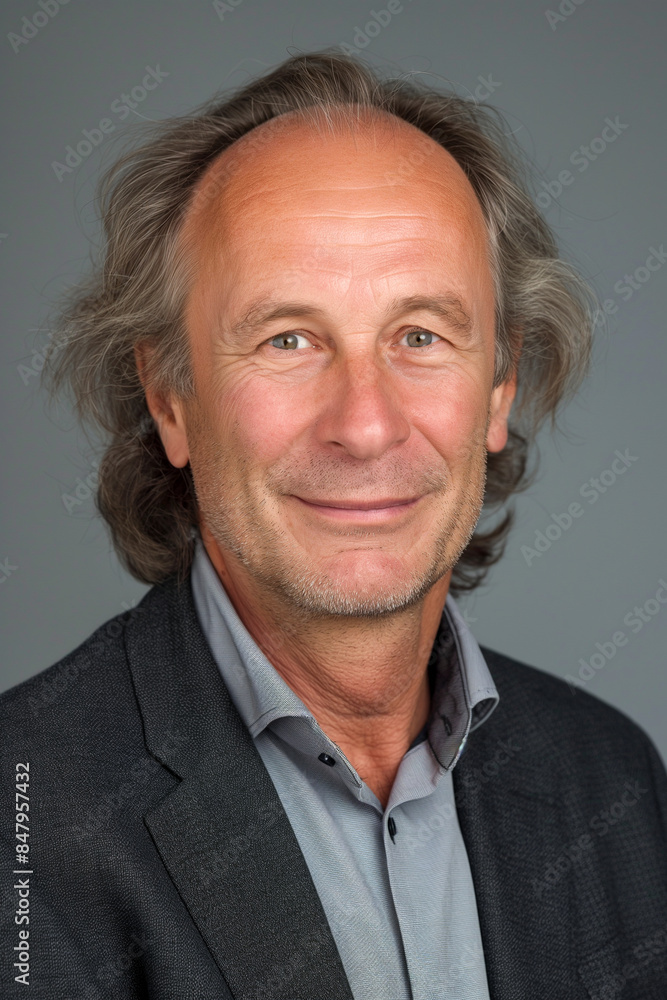 Senior Man with Long Hair in Business Attire Senior Man with Long Hair in Business Attire
