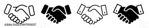 Handshake icon set. Business agreement handshake. Friendly handshake. Business partnership. Vector illustration