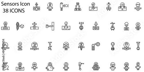 Set of sensors icons. Line art style icons bundle. vector illustration