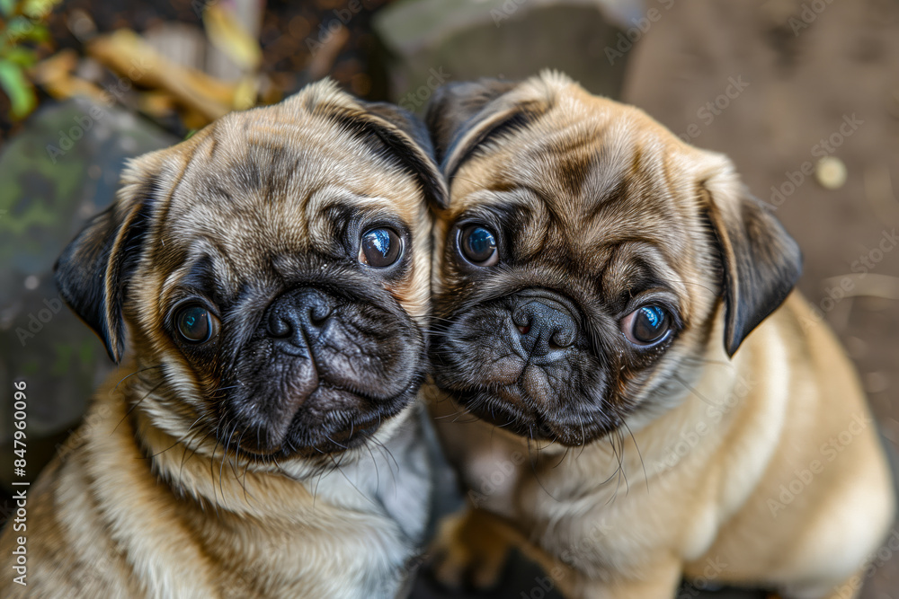 Two cute pug dogs