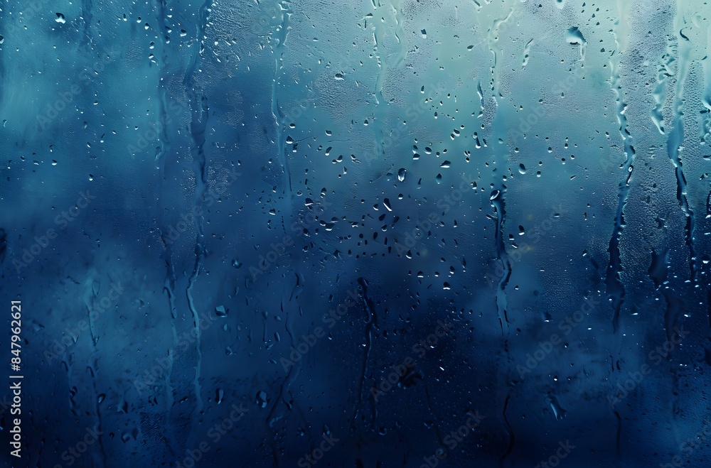 Abstract Blue Background with Water Drops and Mist Abstract Blue Background with Water Drops and Mist