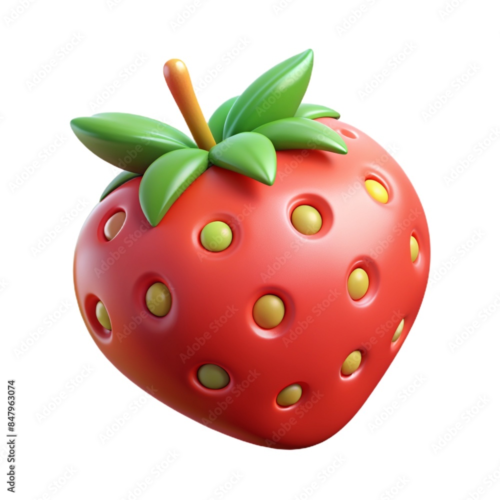 red strawberry 3d cartoon style illustration red strawberry 3d cartoon style illustration