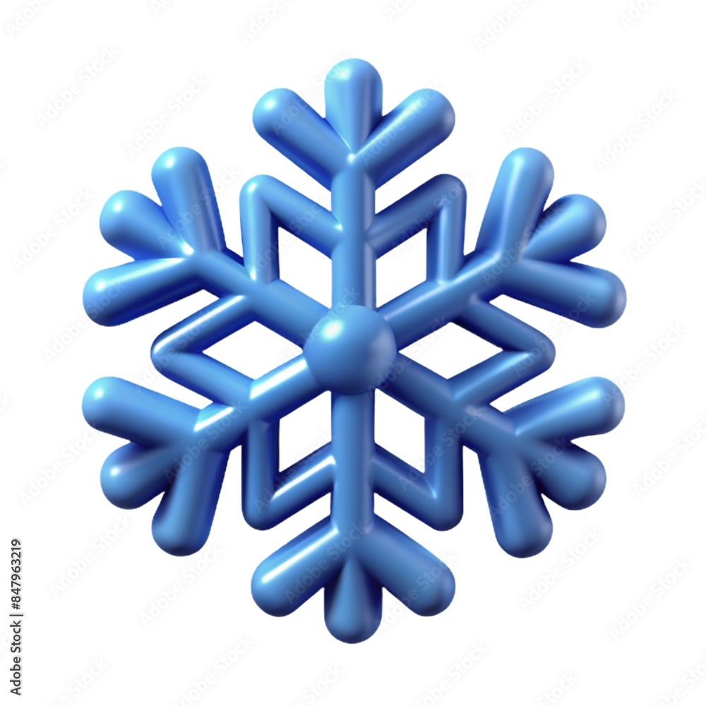 blue snowflake isolated 3d cartoon style illustration blue snowflake isolated 3d cartoon style illustration