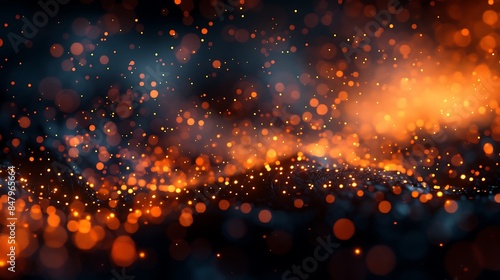 orange particles gently falling on a solid black background