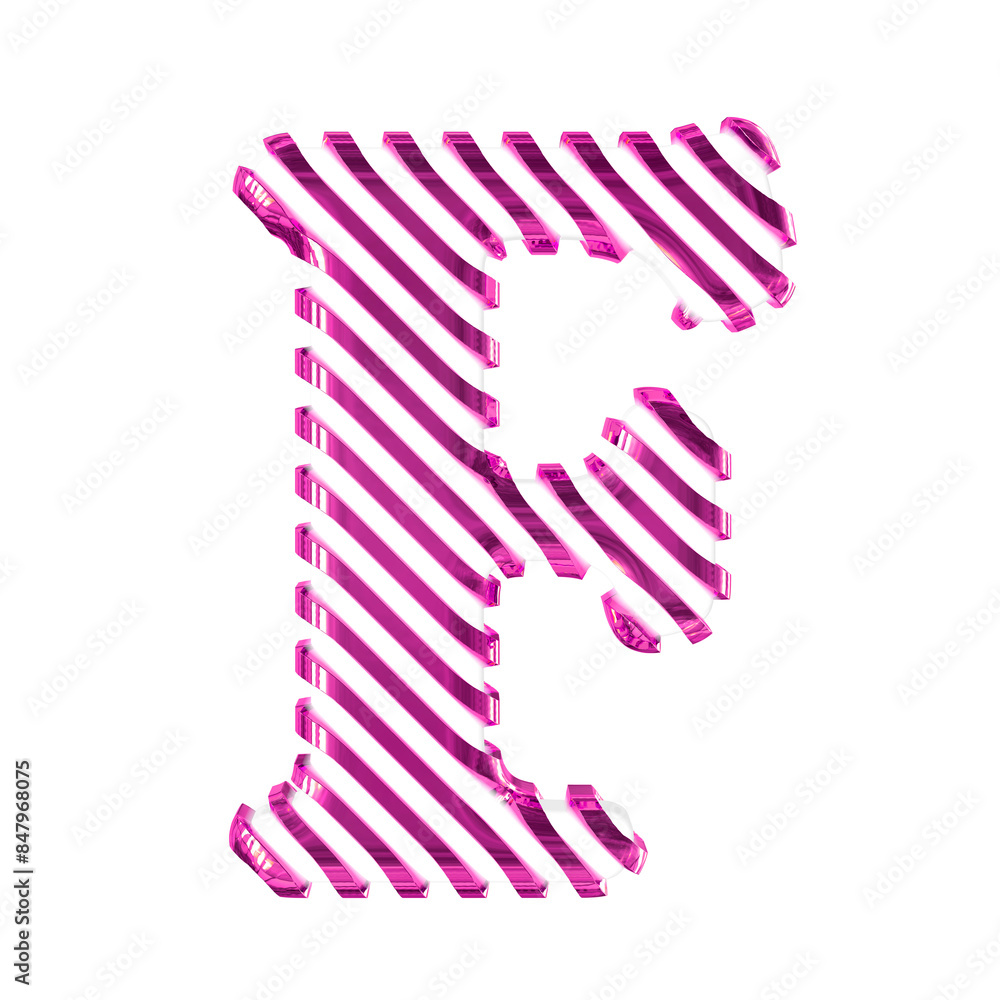 White symbol with purple diagonal ultra thin straps. letter f White symbol with purple diagonal ultra thin straps. letter f