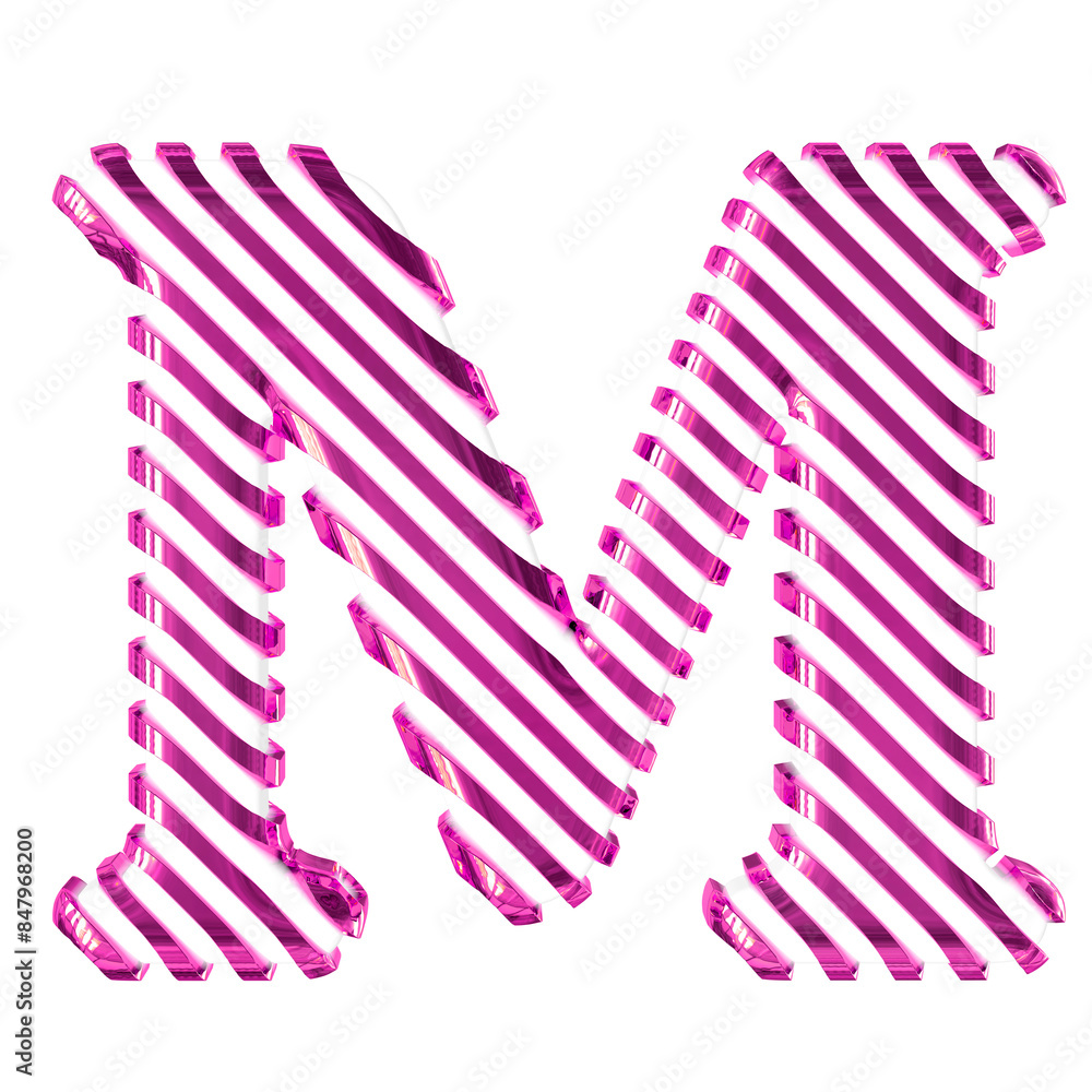 White symbol with purple diagonal ultra thin straps. letter m White symbol with purple diagonal ultra thin straps. letter m