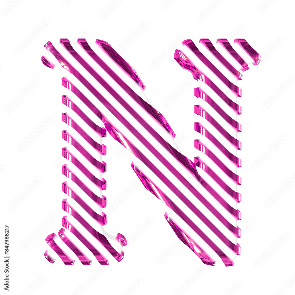 White symbol with purple diagonal ultra thin straps. letter n White symbol with purple diagonal ultra thin straps. letter n