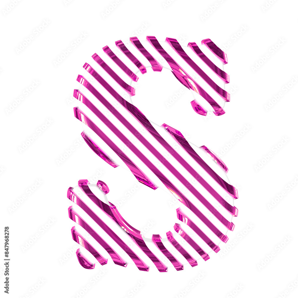 White symbol with purple diagonal ultra thin straps. letter s White symbol with purple diagonal ultra thin straps. letter s