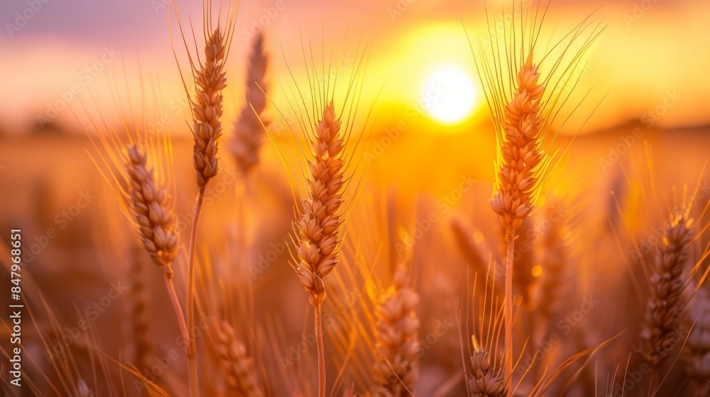 Golden wheat field at sunset Golden wheat field at sunset