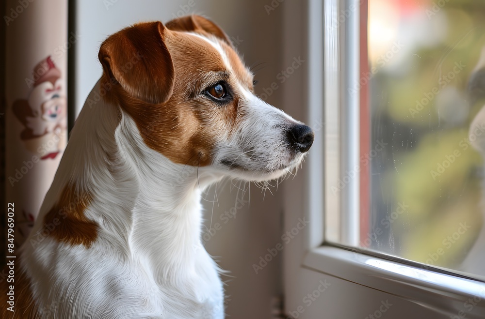 Adorable Jack Russell Terrier Waiting by the Window at Home Adorable Jack Russell Terrier Waiting by the Window at Home