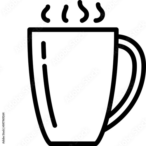 hot coffee in a mug with aroma wafts from the cup outline icon