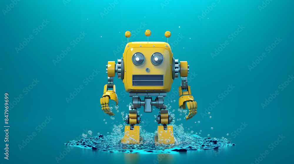 Fototapeta premium Underwater Robot 3d Character