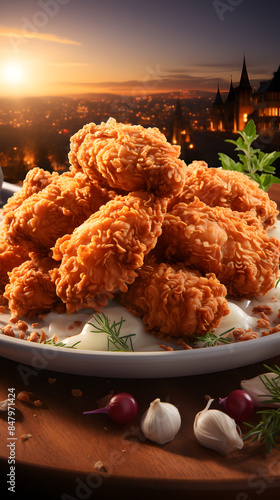 fried chicken food photography background poster 