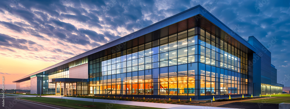 Modern Industrial Facility at Dusk Modern Industrial Facility at Dusk