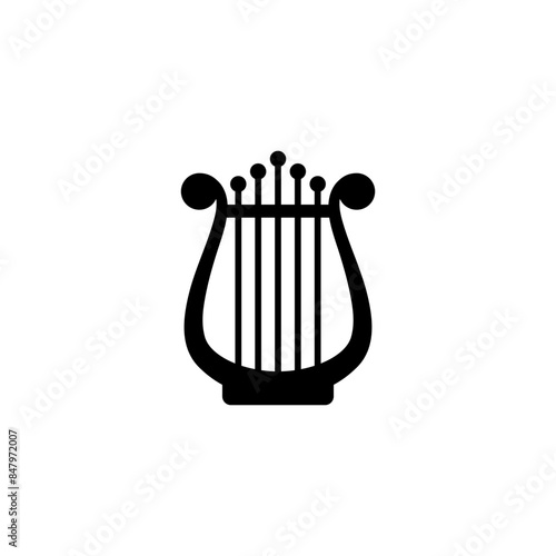 A modern and clean vector icon of a harp, representing music and the arts