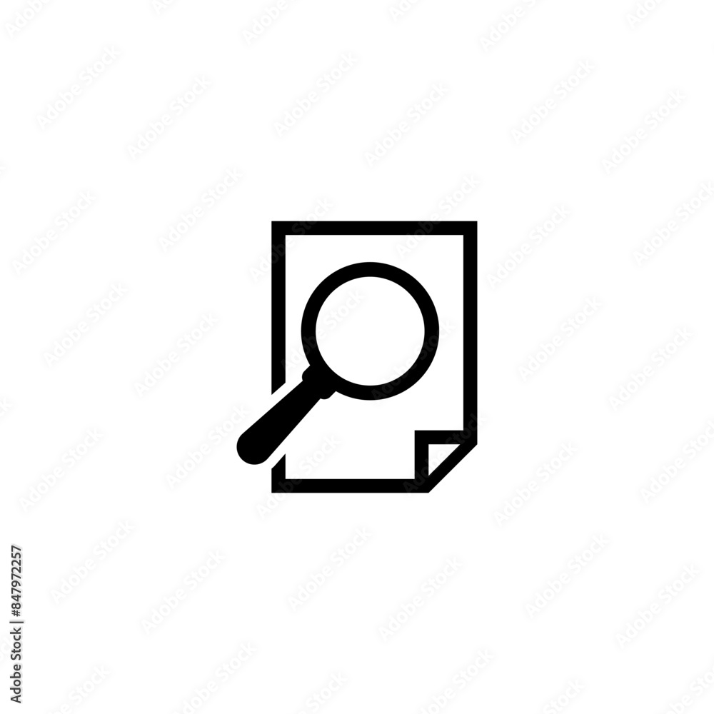 Sleek magnifying glass over document icon, perfect for search and investigation related themes Sleek magnifying glass over document icon, perfect for search and investigation related themes