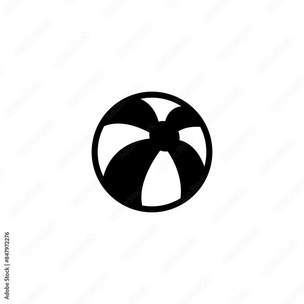 A simple yet striking silhouette of a beach ball against a bright, white background, capturing the fun and carefree spirit of summer A simple yet striking silhouette of a beach ball against a bright, white background, capturing the fun and carefree spirit of summer