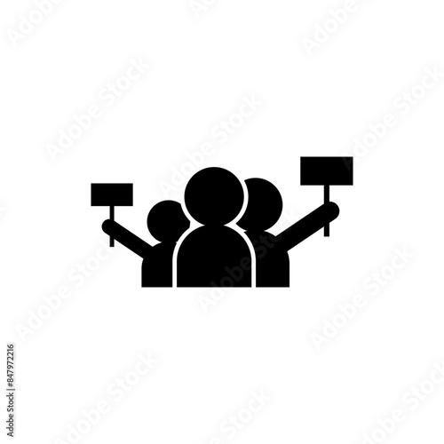 Group of people actively demonstrating with signs