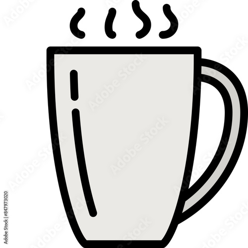 hot coffee in a mug with aroma wafts from the cup filled outline icon