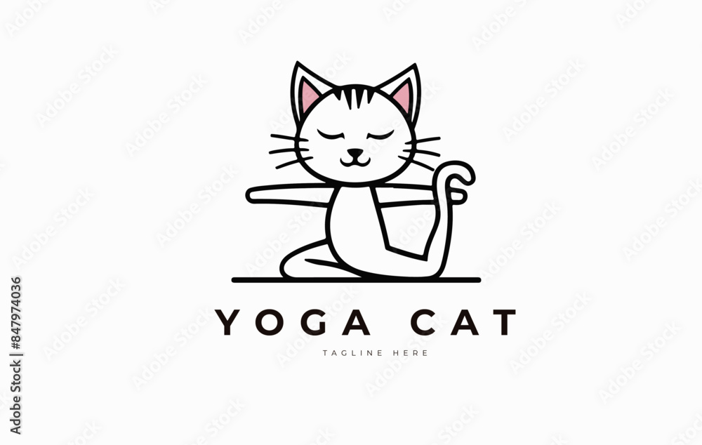 yoga cat logo illustration yoga cat logo illustration
