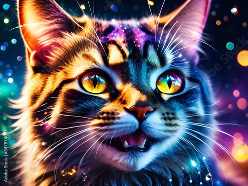 Blurry And Defocus Cat,Glowing Effect © Alexandr