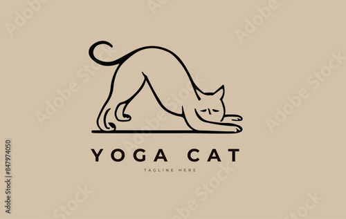 yoga cat logo illustration 