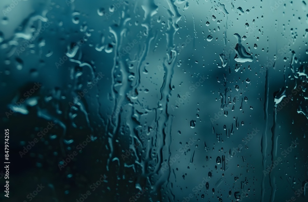 Rain Drops on Window Glass with Foggy Background Rain Drops on Window Glass with Foggy Background