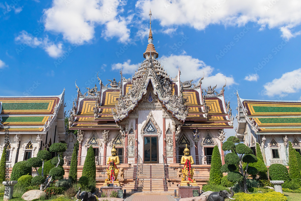 Fototapeta premium Wat Si Sa Thong or gold head is ancient ubosot ordination hall or antique old church for people visit located in Nakhon Chai Si District, Nakhon Pathom Province.