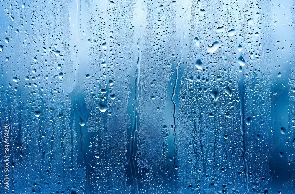 Rain Drops on Window Glass in Cold Foggy Weather Rain Drops on Window Glass in Cold Foggy Weather