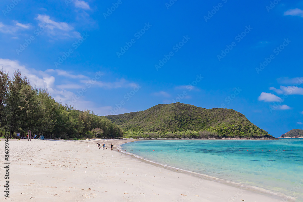 Beautiful tropical sea and white sand with clean blue sky at island Samae San District, Thailand Beautiful tropical sea and white sand with clean blue sky at island Samae San District, Thailand