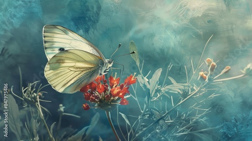 butterfly, delicately poised on a flower, a fleeting moment of nature's captured photo