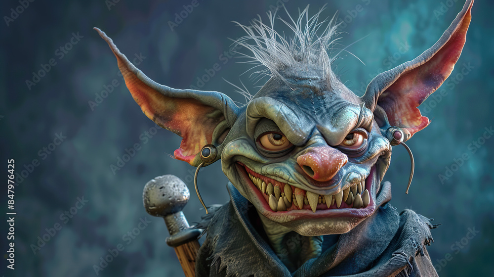 Naklejka premium 3d Cartoon Creepy clown with a sinister smile