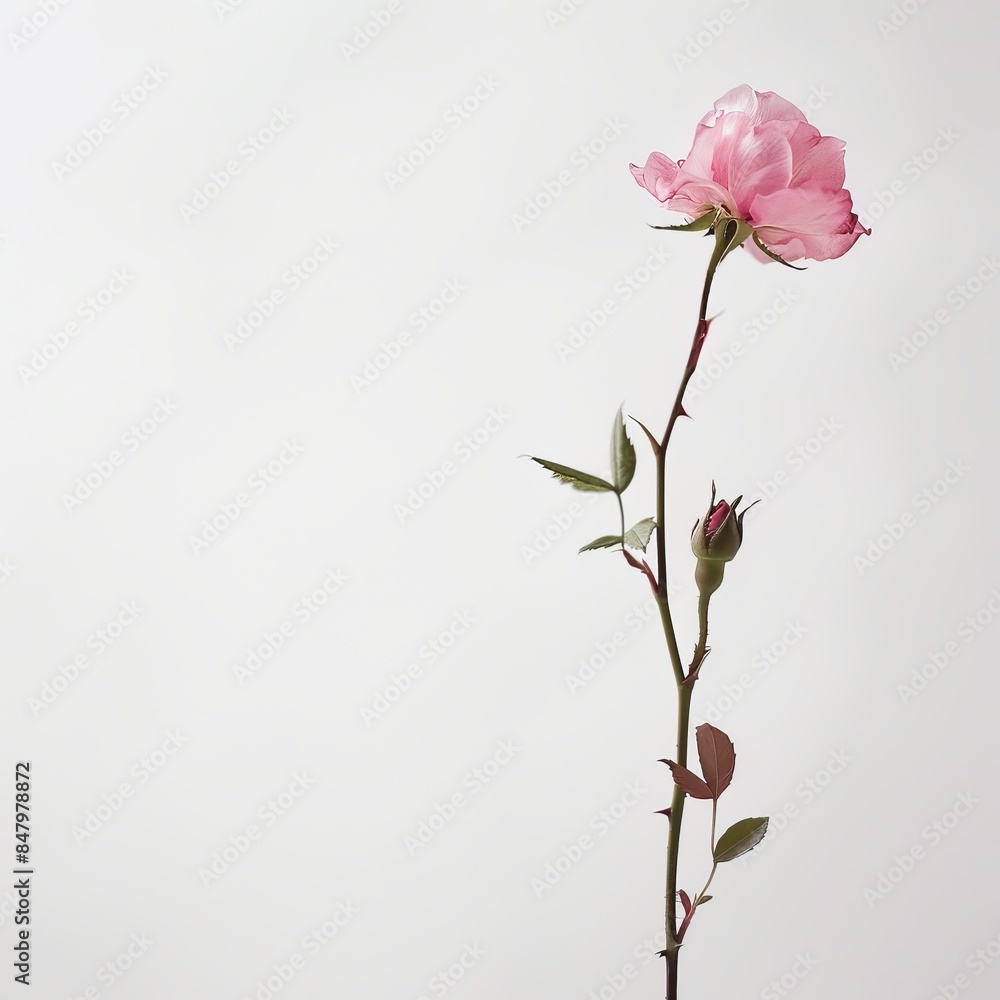 flower Photography, Gallic Rose copy space on right, Isolated on white Background flower Photography, Gallic Rose copy space on right, Isolated on white Background