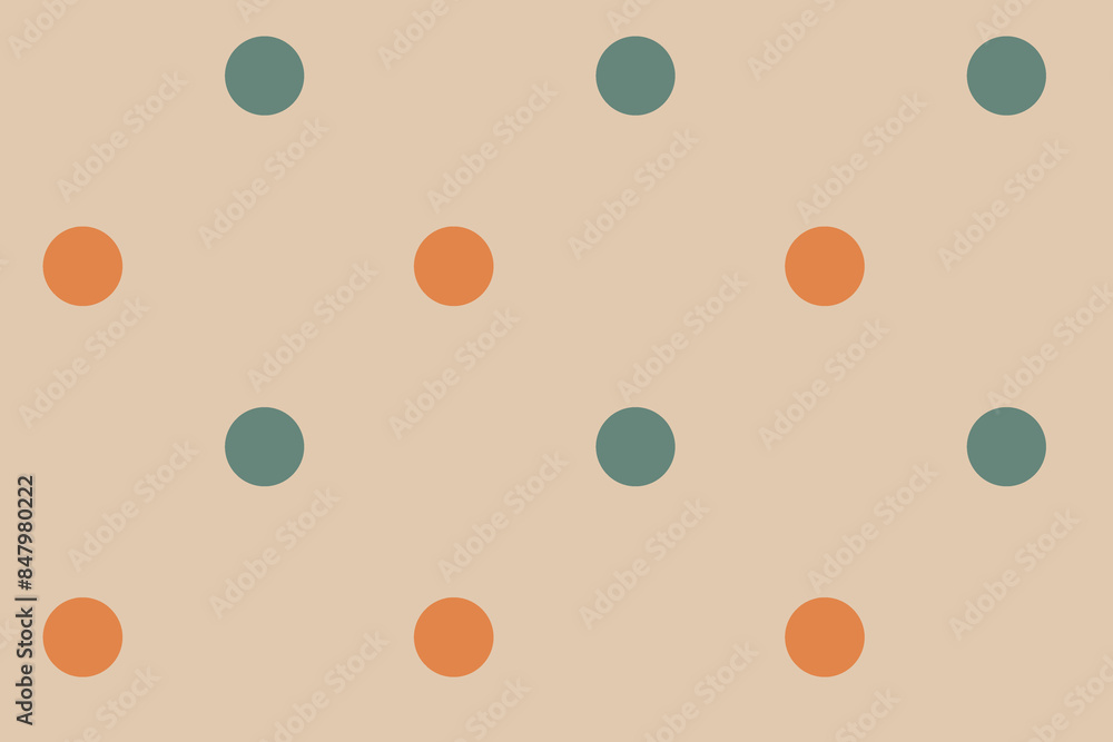 Seamless repeating border of hand drawn circles, polka dots. Green, orange. Textile beige pattern. Design element. Seamless repeating border of hand drawn circles, polka dots. Green, orange. Textile beige pattern. Design element.